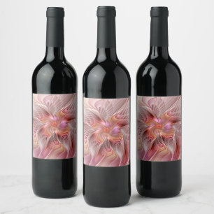 Étiquette Pour Bouteilles De Vin Papillon coloré abstrait art fantastique fractal