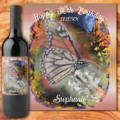 Étiquette Pour Bouteilles De Vin Papillon d'anniversaire