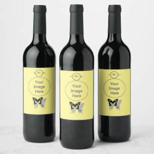 Étiquette Pour Bouteilles De Vin Papillon de Jamaïque Monogramme d'Ombre