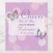 Étiquette Pour Bouteilles De Vin Papillon violet Customisé Mariage (Étiquettes simples)