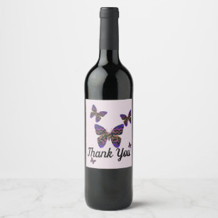 Étiquette Pour Bouteilles De Vin Papillons colorés Merci Appréciation vive