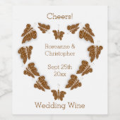 Étiquette Pour Bouteilles De Vin Papillons couleur chocolat Mariage design (Étiquettes simples)