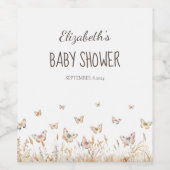 Étiquette Pour Bouteilles De Vin Papillons de prairie aquarelle (Étiquettes simples)