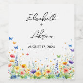 Étiquette Pour Bouteilles De Vin Papillons du jardin fleuri du printemps (Étiquettes simples)