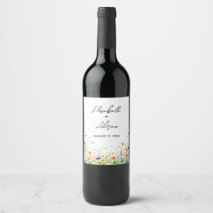 Étiquette Pour Bouteilles De Vin Papillons du jardin fleuri du printemps