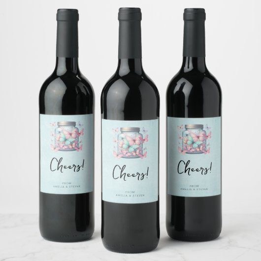 Étiquette Pour Bouteilles De Vin Papillons Fantaisistes dans un Pot (Bouteilles)
