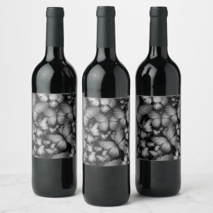Étiquette Pour Bouteilles De Vin Papillons gris Imprimer