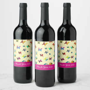 Étiquette Pour Bouteilles De Vin Papillons mignons aquarelle art