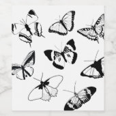 Étiquette Pour Bouteilles De Vin Papillons noirs et blancs (Étiquettes simples)