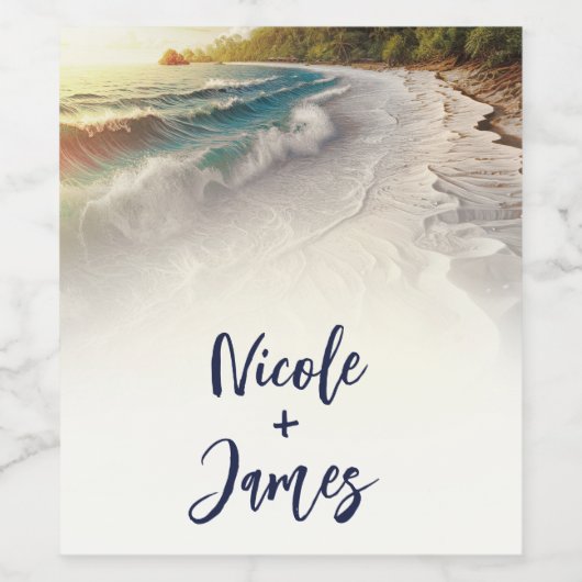 Étiquette Pour Bouteilles De Vin Paradise Beach Sunset Rustic Coastal Mariage (Étiquettes simples)