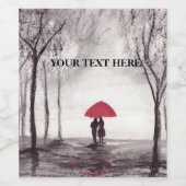 Étiquette Pour Bouteilles De Vin Parapluie rouge couple d'amour 24 heures sur 24 (Étiquettes simples)