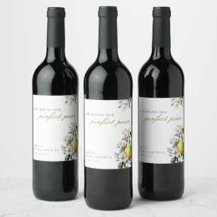 Étiquette Pour Bouteilles De Vin Parfaite Poire Florale Fête de Mariage