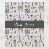 Étiquette Pour Bouteilles De Vin Paris Doodles personnalisable (Étiquettes simples)