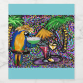 Étiquette Pour Bouteilles De Vin Parrot Beach Party (Étiquettes simples)