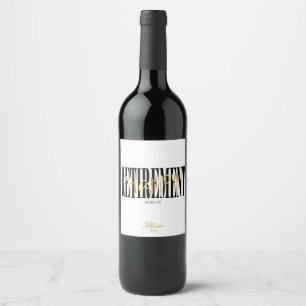 Étiquette Pour Bouteilles De Vin Parti de retraite noir, blanc et or