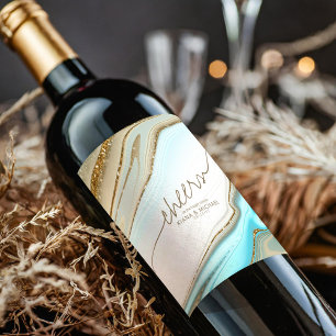Étiquette Pour Bouteilles De Vin Parties scintillant Abstraite Strata Mariage Cheer