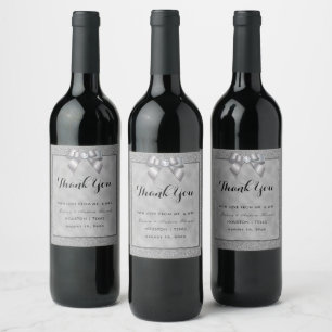 Étiquette Pour Bouteilles De Vin Parties scintillant Argent et élégant Mariage Fave