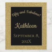 Étiquette Pour Bouteilles De Vin Parties scintillant Black et Gold Cinquante et fab (Étiquettes simples)