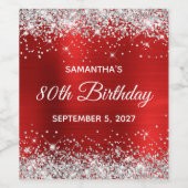 Étiquette Pour Bouteilles De Vin Parties scintillant d'argent Rouge huile 80e anniv (Étiquettes simples)