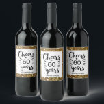 Étiquette Pour Bouteilles De Vin Parties scintillant d'or 60e anniversaire - 60e an<br><div class="desc">Salue à 60 ans de étiquettes de vin avec une belle parties scintillant en or autour. Veuillez noter qu'il n'y a pas de parties scintillant réelle sur le étiquette. C'est un effet design. Vous pourrez facilement personnaliser ce étiquette de 60 ans avec son nom.</div>