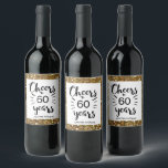 Étiquette Pour Bouteilles De Vin Parties scintillant d'or 60e anniversaire - 60e an<br><div class="desc">Salue à 60 ans de étiquettes de vin avec une belle parties scintillant en or autour. Veuillez noter qu'il n'y a pas de parties scintillant réelle sur le étiquette. C'est un effet design. Vous pourrez facilement personnaliser ce étiquette de 60 ans avec son nom.</div>