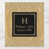 Étiquette Pour Bouteilles De Vin Parties scintillant d'or Look Monogramme Mariage É (Étiquettes simples)