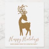 Étiquette Pour Bouteilles De Vin Parties scintillant d'or Noël Reindeer (Étiquettes simples)