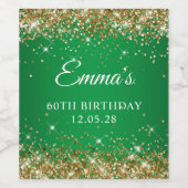 Étiquette Pour Bouteilles De Vin Parties scintillant d'or Vert 60e anniversaire (Étiquettes simples)