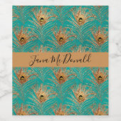 Étiquette Pour Bouteilles De Vin Parties scintillant élégante Peacock Feathes Perso (Étiquettes simples)