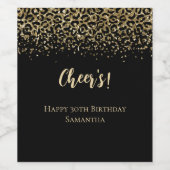 Étiquette Pour Bouteilles De Vin Parties scintillant Empreinte de léopard Black Gol (Étiquettes simples)