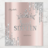 Étiquette Pour Bouteilles De Vin Parties scintillant en argent Tiara Rose Gold Swee (Étiquettes simples)