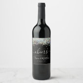 Étiquette Pour Bouteilles De Vin Parties scintillant holographique salue le Mariage (Devant)