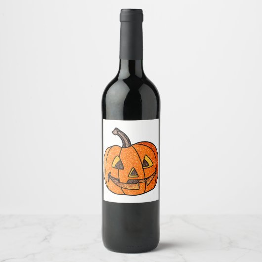 Étiquette Pour Bouteilles De Vin Parties scintillant Jack O'Lantern (Devant)