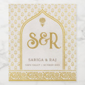 Étiquette Pour Bouteilles De Vin Parties scintillant or Foil Marigold Flower Mariag (Étiquettes simples)