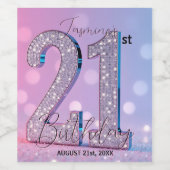 Étiquette Pour Bouteilles De Vin Parties scintillant rose Diamant 21ème anniversair (Étiquettes simples)