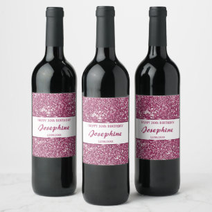 Étiquette Pour Bouteilles De Vin Parties scintillant rose Faux Regarder avec du tex
