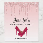 Étiquette Pour Bouteilles De Vin Parties scintillant roses modernes et talons hauts (Étiquettes simples)