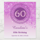 Étiquette Pour Bouteilles De Vin Parties scintillant stylish Falling Pink 60e anniv (Étiquettes simples)