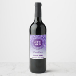 Étiquette Pour Bouteilles De Vin Parties scintillant violet à décrochage élégant 21