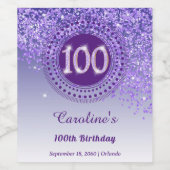 Étiquette Pour Bouteilles De Vin Parties scintillant violette Falling élégant 100e  (Étiquettes simples)