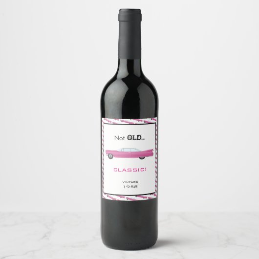 Étiquette Pour Bouteilles De Vin Pas Vieille Voiture Classique Personnalisée Annive (Devant)