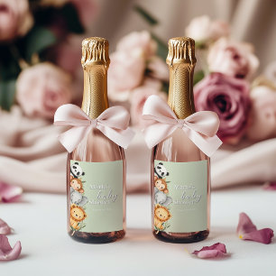 Étiquette Pour Bouteilles De Vin Pastel Baby shower tropical Jungle Safari Animaux