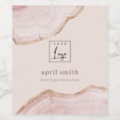 Étiquette Pour Bouteilles De Vin Pastel Blush Rose Gold Agate Marbre Texture Logo (Étiquettes simples)
