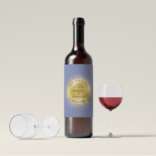 Étiquette Pour Bouteilles De Vin Pastel Celestial Gold Moon Enregistrer La Date