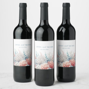 Étiquette Pour Bouteilles De Vin Pastel Coral Reef - Mariage plage