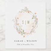 Étiquette Pour Bouteilles De Vin Pastel Fleur sauvage Floral Monogramme Mariage de (Étiquettes simples)