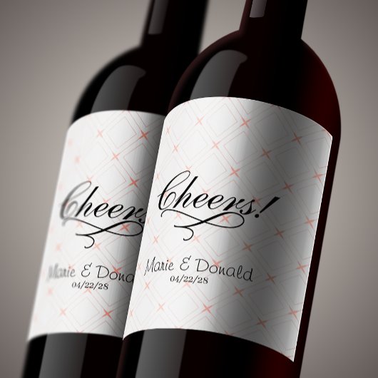 Étiquette Pour Bouteilles De Vin Pastel Peach et crème géométrique