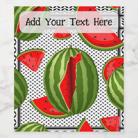 Étiquette Pour Bouteilles De Vin Pastèque Palestine - Slice (Étiquettes simples)