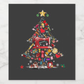 Étiquette Pour Bouteilles De Vin Patchwork Joyeux Noël Arbre Patchwork Quilting  (Étiquettes simples)