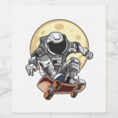 Étiquette Pour Bouteilles De Vin Patin Astronaute (Étiquettes simples)